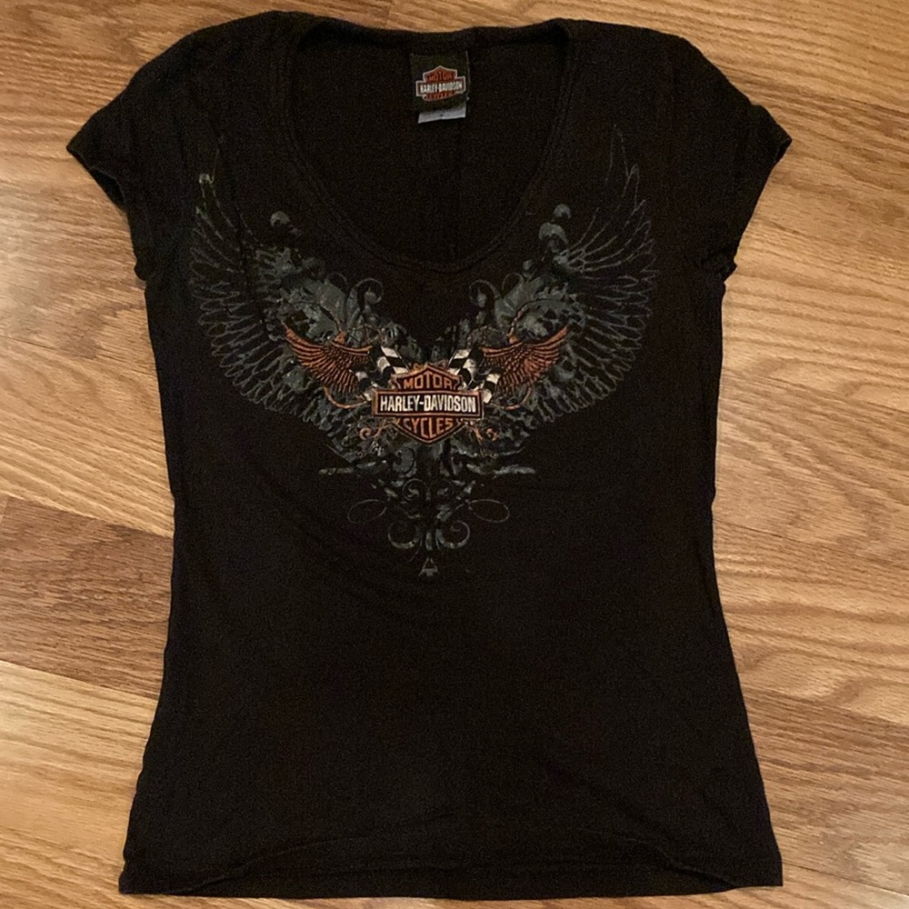 Harley-Davidson black Vneck T-shirt small